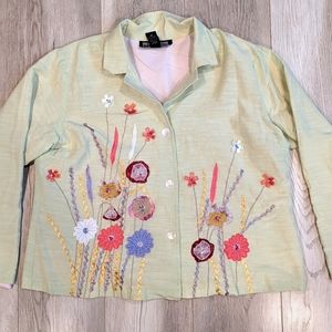 Indigo Moon Light Jacket Floral Embroidery XL